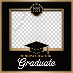 Elegant Black and Gold Graduation Frame Template for Class of 2025