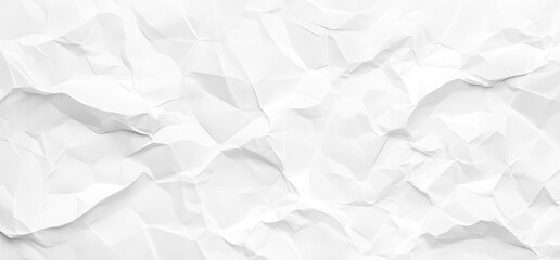 Obraz premium Crumpled White Paper Texture with Sharp Shadows and Creased Folds.