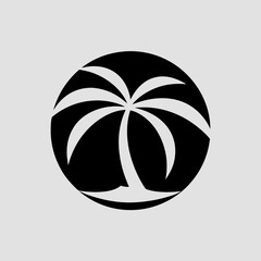 Palm tree on tropical beach vector illustration