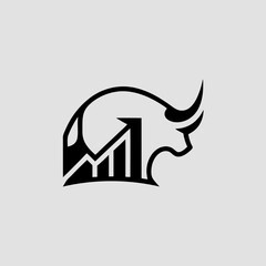Financial growth bull logo vector illustration