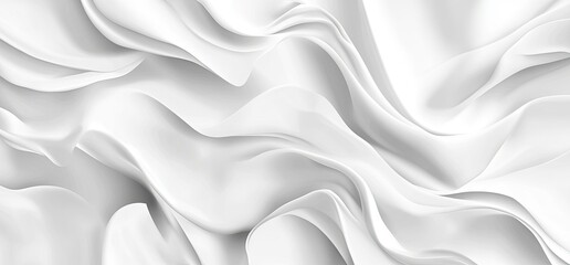 Elegant White Satin Fabric with Soft Waves and Texture.