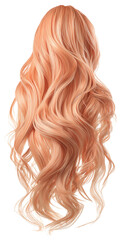 Fototapeta premium Flowing Peach Hair PNG, Extra long peach pastel hair, extra long peach pastel waves, extra long pastel hair PNG, Elegant Wavy Hair Element, Isolated Long Pastel Cutout