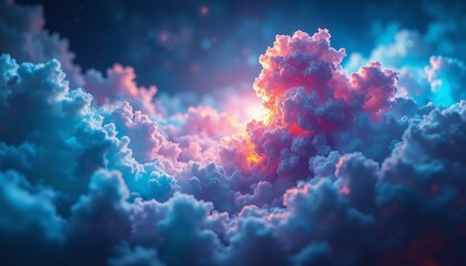 Fototapeta premium Iridescent Fractal Clouds Swirl in Teal, Amethyst, and Rose Gold – Cosmic Wonder