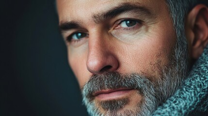 Obraz premium A mature mans pensive gaze.