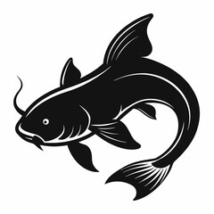 Fototapeta premium Simple bold black silhouette of a catfish design perfect for logos icons or graphic elements suitable for various creative projects