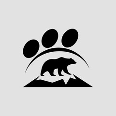 Mountain hiking bear silhouette vector illustration