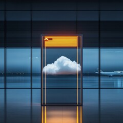 Naklejka premium Airport Cloud Portal Digital Dreamscape, Aviation , Future Tech