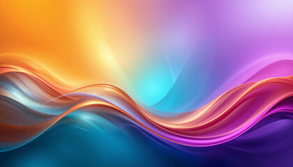 Fototapeta premium Colorful Abstract Wave Background Gradient Swirls of Orange, Purple, Blue, and Cyan Light for Creative Digital Design