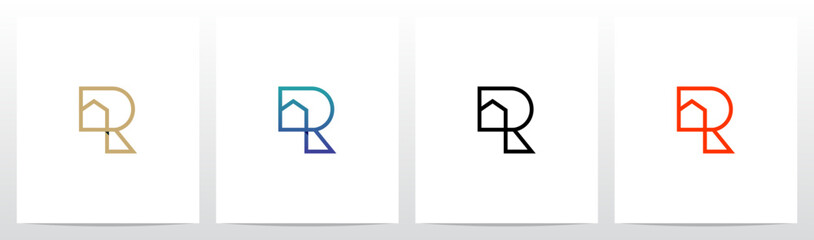 House Warehouse Symbol Outlines Lines Initial Letter Logo Design R