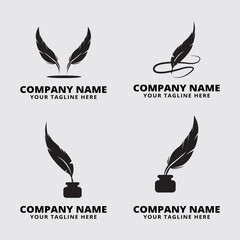 Elegant Feather and Ink Logo Designs for Writing and Stationery Businesses
