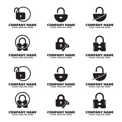 Set of Padlock Logo Designs for Security and Business Branding