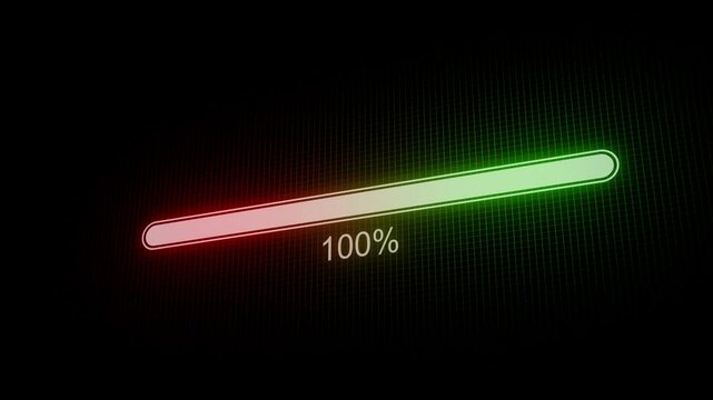 Digital Glowing Loading Bar Animation, Neon Loading Bar Loop