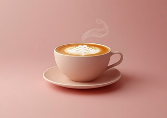 Latte art in a pastel-colored cup