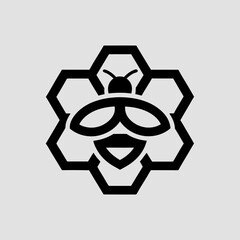 Honeybee with hexagonal honeycomb vector illustration