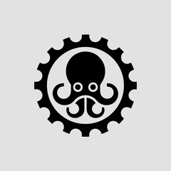 Octopus with intricate steampunk design vector illustration