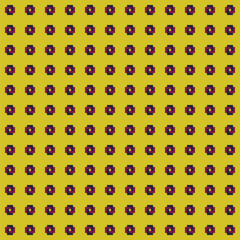 Pattern created with navy blue and deep red interlocking rectangles on a yellow
