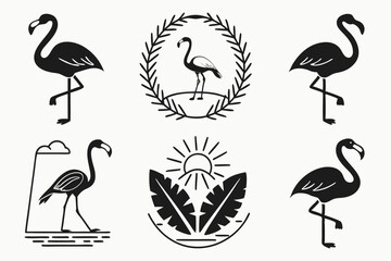 Obraz premium set of flamingo silhouettes