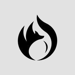 Wolf and fire merged fluid shape vector illustration