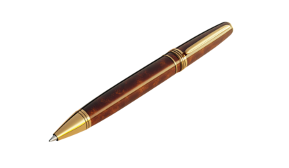 Elegant,  brown pen with gold accents