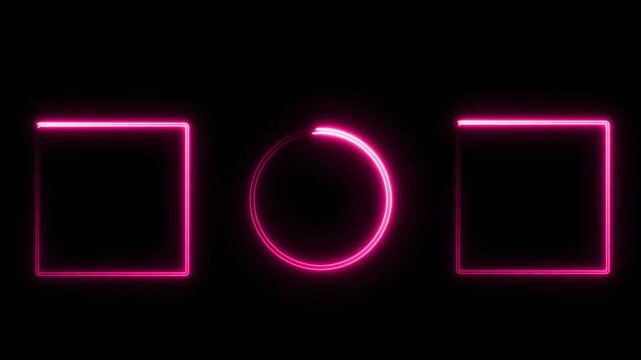 End Screen Neon Frame Isolated cyan color animation on Black Background.