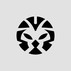 African lion with tribal mask features vector illustration