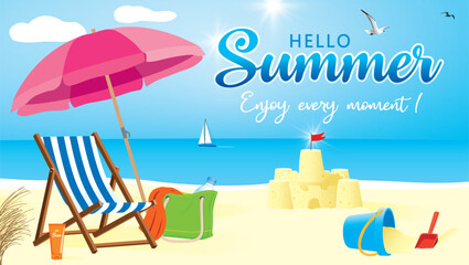 HELLO SUMMER 3. Vector illustration.