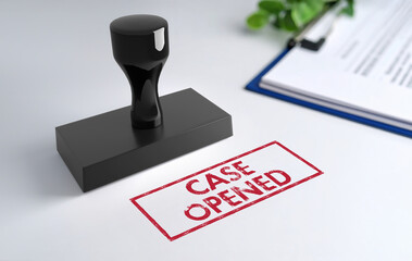Stamp with Case Opened text - 3D Illustration