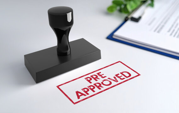 Stamp with Pre Approved text - 3D Illustration