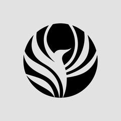 Line art phoenix dragon fusion vector illustration