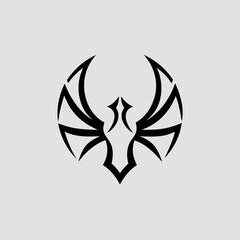 Phoenix dragon hybrid in line art style vector illustration