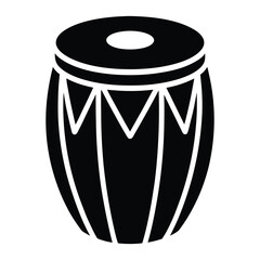 traditional drum outline silhouette with white background.