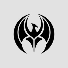 Phoenix dragon hybrid elegant line art vector illustration