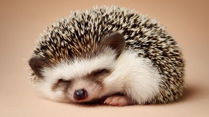 Fototapeta premium A small hedgehog rests peacefully.