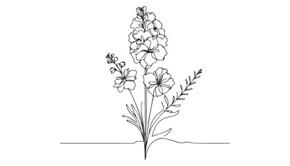 Continuous one single minimal line drawing Violet