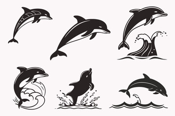 Naklejka premium set of dolphins