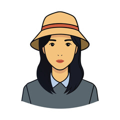 women bucket hat technical flat sketch vector.