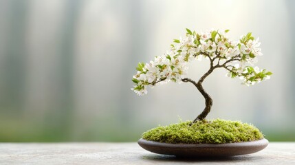 1. a miniature tree meticulously pruned and shaped into an intricate, sculptural form, adorned with lush foliage and delicate flowers, evoking a sense of tranquility and harmony.