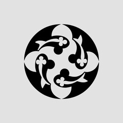 Japanese koi with sakura flowers clean vector illustration
