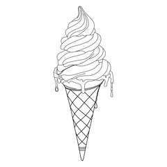 Ice Cream line art vector design. Ice Cream outline illustration design.