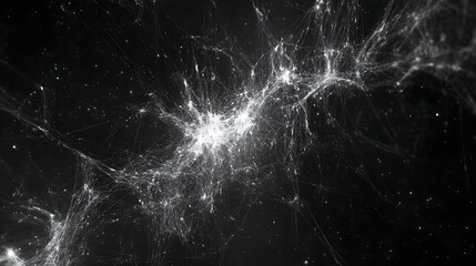 Abstract network, light streaks, dark background
