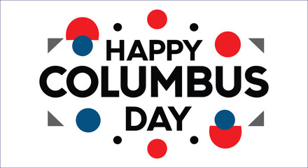 Minimalist Happy Columbus Day Celebration Graphic Design With Geometric Shapes Isolated