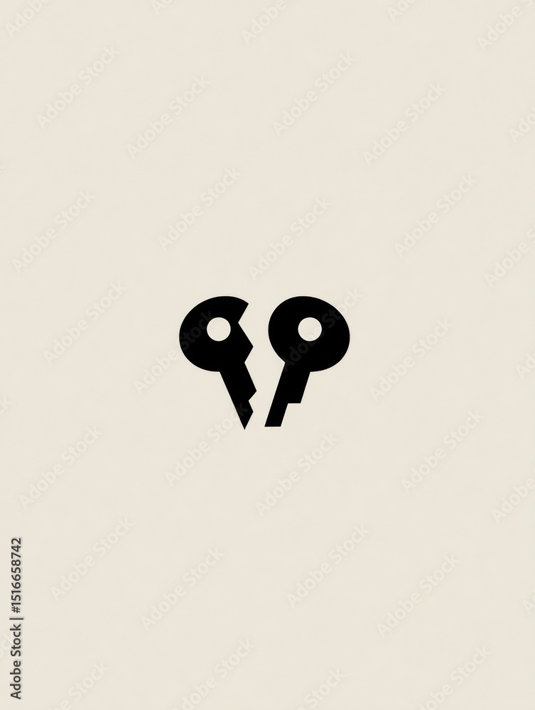 Leinwandbilder security key icon broken in half in a minimal design on a plain background