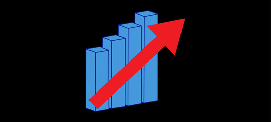Growth graph up arrow chart. Vector Illustration.
