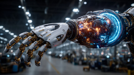 Hands of robots touching on robotics network connections highlight intelligent systems transforming industries. Robotics enables collaboration, enhances precision, automates, and advances connectivity