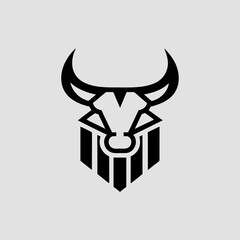 Bull logo with stock market chart integrated vector illustration