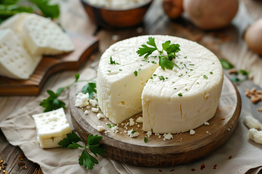 Beyaz peynir cheese on table selective focus