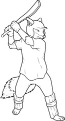 Fox Cricket Cricket bat Animal Vector Graphic Art Illustration