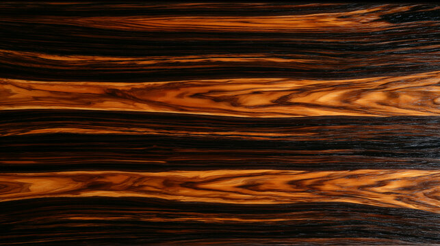 Macassar Ebony Wood Texture &ndash; High-Gloss Black and Caramel Striped Grain