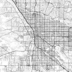 Obraz premium Tucson Area Map with Labels and Neighborhoods - One color, minimalistic design