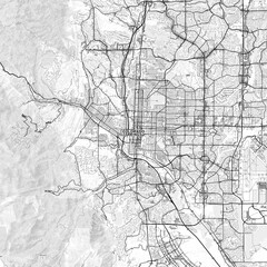Obraz premium Colorado Springs Area Map with Labels and Neighborhoods - One color, minimalistic design